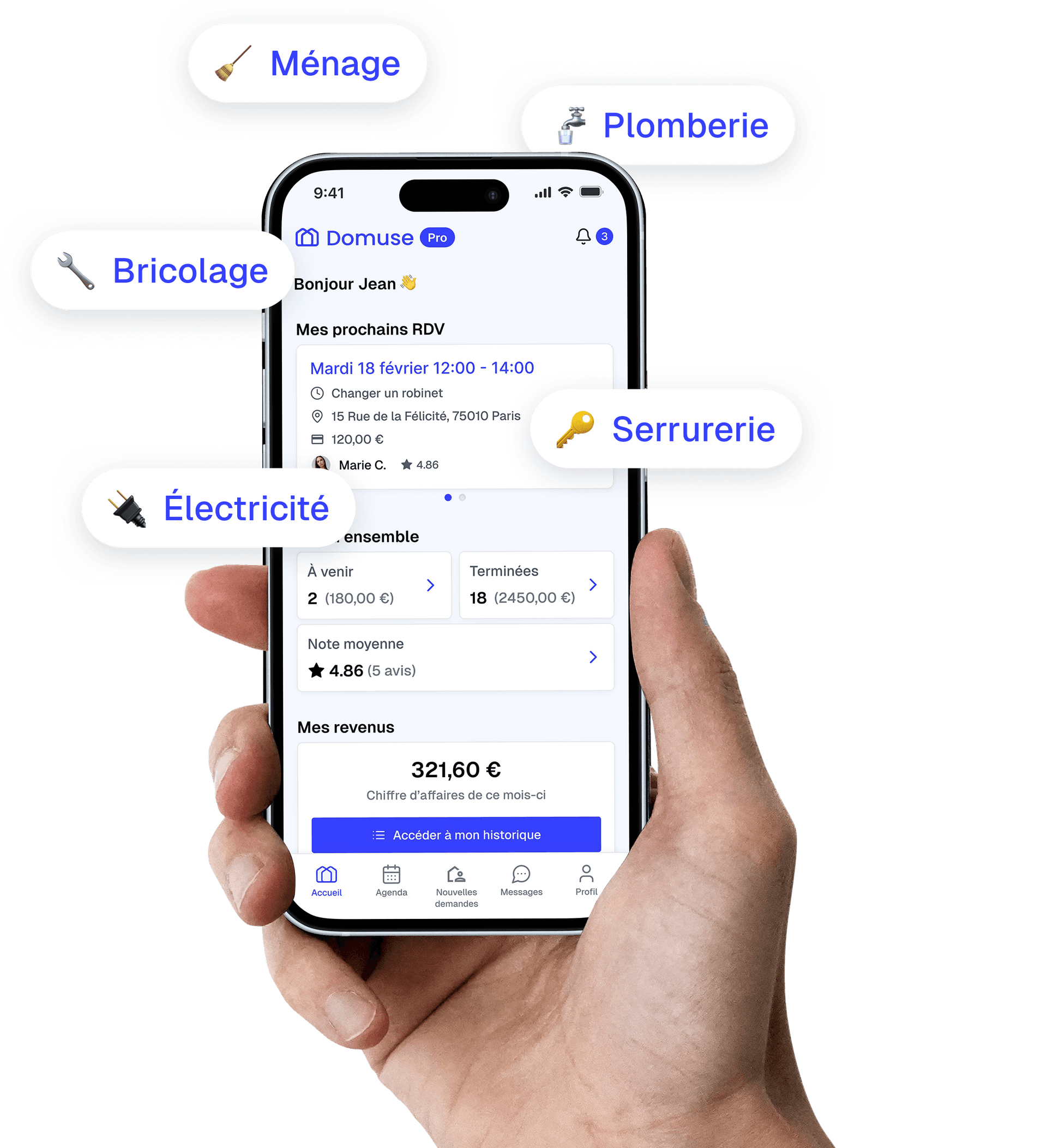 Aperçu de l'application Domuse Pro