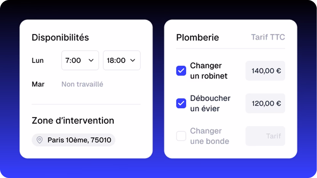Customize your profile for your trade