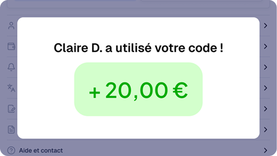 Utilisation du code de parrainage